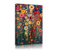 Bohemia: estampado floral bohemio con estampado floral, ilustración de un vibrante patrón de flor, póster de naturaleza vívido, arte mural para habitación de chicas, pasillo interior 70x105cm