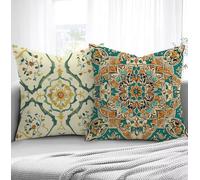 Bohemia Fundas de Cojines 50x50cm, Otoño Fundas para Sofa xxl Juego de 2 Ultrasuave y Cómodo Cuadrado Cojines Exterior con Cremallera Invisible para Silla Dormitorio halloween Decorar Regalos R1-871