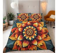 Bohemia Fundas Nordicas Cama 150 Flores Exóticas De Mandala Abstractas Ropa De Cama para Adultos con Cremallera Fundas Nordicas de Microfibra (220x240cm) + 2 Fundas de Almohada 50x75cm