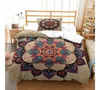 Bohemia Juego De Funda NóRdica 3D Bedding Mandala Juego De Cama NóRdico Funda NóRdica De Microfibra De 2 Piezas con Cremallera Y Fundas De Almohada Single（135x200cm）