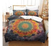 Bohemia Juegos De Edredón De 3 Piezas con Microfibra- Mandala Juego De Ropa De Cama Impresión 3D, Funda De Almohada, con Cremallera para Pareja Niños Niña Double(200x200cm)