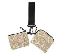 Bohemia Retro Fashion Flower Paisley Gold Peach Dual Wristlet Carteras para mujer, mini organizador de tarjetas de crédito con correa de muñeca para trabajo, viajes, 2 paquetes, Bohemia retro flor de