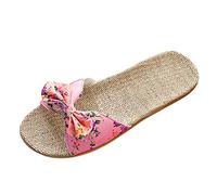 Bohemia Shoes Female Sandals Flax Women Flops Bowknot Flip Slipper Linen Beach Zapatillas Deporte Mujer Granates Zapatillas De Patrulla Canina