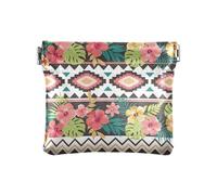 Bohemia Tribe - Monedero pequeño de piel sintética con diseño de flores frescas, bolsas de cosméticos únicas para mujer, tiras de tribu bohemia, flores frescas, 1 tamaño, moda, La tribu bohemia tira