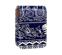 Bohemia Vintage Boho portátil lápiz labial estuche para viajes, mini caja de almacenamiento de lápiz labial con espejo para mujeres y mujeres, bolsa de cosméticos de cuero, Varios colores, 9.5x2x7 cm/3.7x0.8x2.7 in