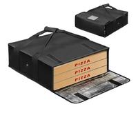 BOHEMIABY Bolsa calentadora de pizza, 20 x 20 pulgadas, bolsa de pizza aislada con ventana de etiqueta, resistente al agua con doble asa, color negro