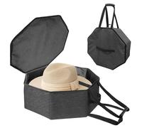 BOHEMIABY Caja de sombreros octogonal con tapa, plegable, apilable, cremallera, asa estable, poliéster de alta calidad, organizador de sombreros para hombres y mujeres, 43 x 18 cm, gris
