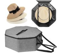 BOHEMIABY Caja plegable para sombreros con asa, organizador de almacenamiento apilable para armario, portador de sombreros de vaquero de viaje para mujeres y hombres, caja de cartón plegable que