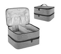 BOHEMIABY Doble Capa Organizador Pintauñas, Maletin Manicura para 30 Botellas (15ML) y Lampara Uñas Semipermanentes, Compartimento Extraíble como Organizador de Maquillaje-Gris