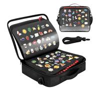 BOHEMIABY Libro de exhibición de pines esmaltados, colección de 18 páginas, libro de intercambio de pines de viaje, tablero de exhibición grande con etiqueta digital y correas de hombro, adecuado para