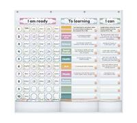 BOHEMIABY Visible Learning - Tabla de bolsillo para el aula, tabla de objetivos de estudio reutilizable de borrado en seco, tabla de incentivos motivacionales para objetivos de aprendizaje