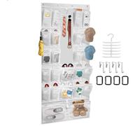 BOHEMIABY Zapatero Colgante con 24 Bolsillos, Zapatero Colgante Puerta con Bolsillo Delantero y Gancho Multifuncional, Zapatero Tela Pared para Dormitorio, Sala de Estar Baño-Blanco