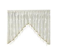 Bohemian Door Curtains - 2 Piece Beaded Floral Lace Panels, Tassel Half Doo