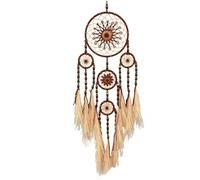 Bohemian Dream Catcher Hand-Woven Pampas Grass Wind Chime Wall Hanging for Bedroom Birthday Festival Gifts Home Accessory Crafts with Beads Wall Hanging Ornament(Brown)