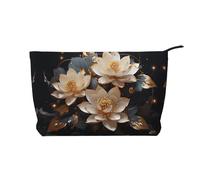 Bohemian Golden Lotus - Neceser de pana para mujer, cartera portátil con cremallera, adecuada para viajes y almacenamiento diario de cosméticos,