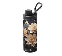Bohemian Golden Lotus - Termo deportivo de acero inoxidable de 18 onzas, adecuado para hombres y mujeres, conservación eficiente del calor, fácil de transportar