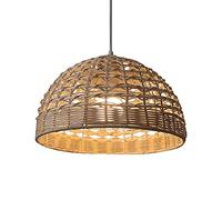 Bohemian Pendant Light Boho Chandelier Semicircle Wicker Rattan Hanging Lamp Kitchen Woven Hanging Pendant Light Southeast Asia Style Ceiling Lamp Shade Kit for Bedroom, Living Room Teahouse Cafe