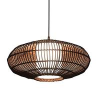 Bohemian Pendant Light Elegant 15.7" Chandelier Boho Bamboo Pendant Lights Hotel Dinning Room Indoor Brown Lamp Shade Lighting Fixture 1 Light Rattan Hanging Lamp for Living Room Bedroom Kitchen Isla