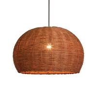Bohemian Pendant Light Retro Style Chandelier Adjustable Boho Pendant Light Kitchen Island Dome Large Lampshade Farmhouse Hanging Lighting Rattan Basket Pendant Weave Lamp for Dining Room