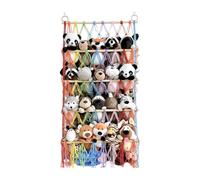 Bohemian Plush Toy Hammock - Organizador De Cuerda De Algodón De 4 Capas, Construcción De Madera De Pino Y Anillo De Hierro, Red De Almacenamiento De Pared De Macrame | Diseño Ajustable De Altura Con