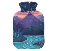 Bohemian Purple Magic Scene - Botella de agua caliente de viaje con funda suave, bolsa calentadora de 2 litros para terapias frías y calientes, calambres menstruales