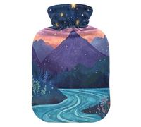 Bohemian Purple Magic Scene - Botella de agua para agua caliente con funda suave, bolsa calentadora de 1 litro para calambres menstruales