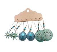 Bohemian Retro Geometric Round Leaf Earrings, Personalized Palace For Unique Style, One Size, Acetato, Sin gemas.