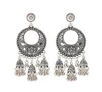 Bohemian Retro Palace Earrings, Round Bell Birdcage Studs For Women, One Size, Acetato, Sin gemas.