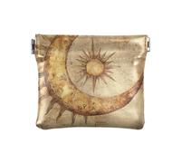 Bohemian Retromoon and Sun Fashion - Monedero pequeño de cuero para mujer, tarjetero único para hombres y mujeres, bolsas de viaje para