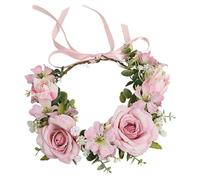 Bohemian Style Flower Wreath Elegant Simulated Hair Crown Spring Outdoor Photography Props Decor Accessories(Silver-1)