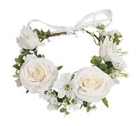 Bohemian Style Flower Wreath Elegant Simulated Hair Crown Spring Outdoor Photography Props Decor Accessories(Silver-2)