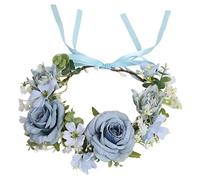 Bohemian Style Flower Wreath Elegant Simulated Hair Crown Spring Outdoor Photography Props Decor Accessories(Silver-3)