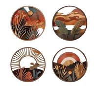 Bohemian Wall Decor - 4 piezas Farmhouse Wooden Decor, Aesthetic Boho Wall Art Set, rústico madera colgante decorativo para enfermería, cuarto de baño, College Dorm, Dining Area, Entryway, Living Room