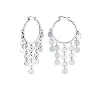 Bohemio Lentejuelas Disco Colgante Araña Redonda Pendientesde Aro De Araña Para Las Mujeres De Plata Tono De Acero Inoxidable 3Inch