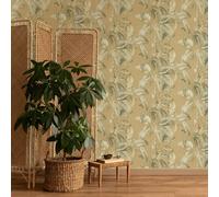 Bohemio Palma Hoja Papel Mostaza RASCH 571479 Vinilo con Textura Moderno Decor
