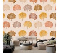 Bohemio Papel Pintado Efecto 3D 200 x 140 cm, Papel tapiz fotográfico Minimalista Flores En Forma De Abanico Rayas Fotomurales Pared Tejido No Tejido Decoración De Pared Sala Cuarto Oficina Salón