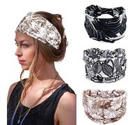 Bohend Boho - Diadema ancha elástica para uso diario, deportiva, yoga, gimnasio, playa, accesorios para el pelo para mujeres y niñas (3 unidades)