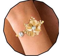 Bohend Pulsera de oro con forma de mariposa Pulsera abierta con forma de flor Accesorio de joyería para la muñeca para mujer(Flor-3)