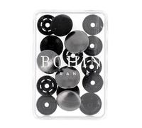 BOHIN France Broches Metálicos para Dedos - Broches de Tela con Acabado Metálico para Proyectos de Costura, Plástico, Negro, 14mm - 4 Piezas