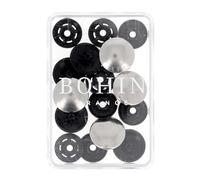 BOHIN France Broches Metálicos para Dedos - Broches de Tela con Acabado Metálico para Proyectos de Costura, Plástico, Plata, 14mm - 4 Piezas