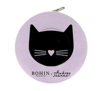 BOHIN France Cintas Métricas Automática con Cat Themed - Medición en Centímetros y Pulgadas, Cintas Métricas Doble Cara para Proyectos Costura y Medición, Carcasa de Plástico, Negro, 150cm - 1 Pieza