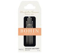 BOHIN France Juego de Agujas de Tapicería - Agujas Niqueladas de Punta Redonda para Proyectos de Bordado y Costura, Acero, No. 18-22 - 6 Agujas