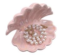 BOHK Bandeja de cerámica para joyas, bandeja decorativa para joyas, bonito organizador de joyas para decoración del hogar (rosa concha)