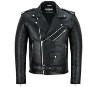 Bohmberg Caiman Chaqueta de piel de vacuno clásica reinterpretada en aspecto llamativo Croc, piel auténtica, talla L, Negro