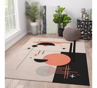 boho Alfombra 80x150cm geometrico estampado Thin lavable Alfombrilla resistente a manchas antideslizante Backing Tapete for salon dormitorio Minimalism redondo and Line Patterns Print Home Decor