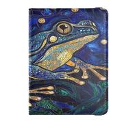 Boho Asthetic - Funda de piel para pasaporte, tarjeta de vacunación, ligera, diseño de rana