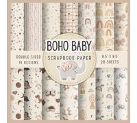 Boho Baby Scrapbook Paper: 28 Sheets, Double-Sided, 8.5 x 8.5 Craft Pad, Gender Neutral Patterns for Baby Shower, Junk Journals and Nursery Decor
