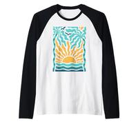 Boho Beach Sunset Verano Tropical Ocean Graphic Camiseta Manga Raglan