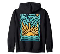 Boho Beach Sunset Verano Tropical Ocean Graphic Sudadera con Capucha
