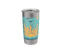 Boho Beach Sunset Verano Tropical Ocean Graphic Vaso térmico de acero inoxidable de doble pared